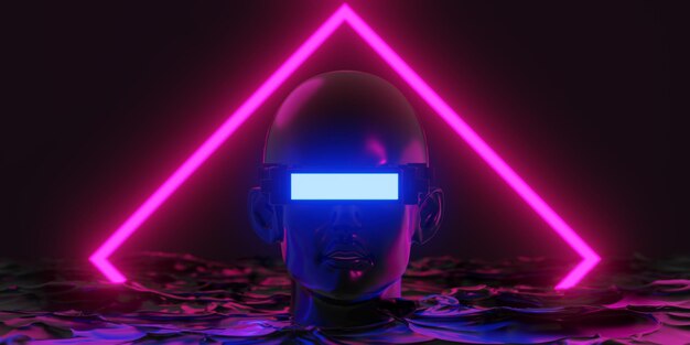 Metaverse vr virtual reality with network gaming of simulation cyberpunk gamer background 3d rendering illustration scifi ai robot technology
