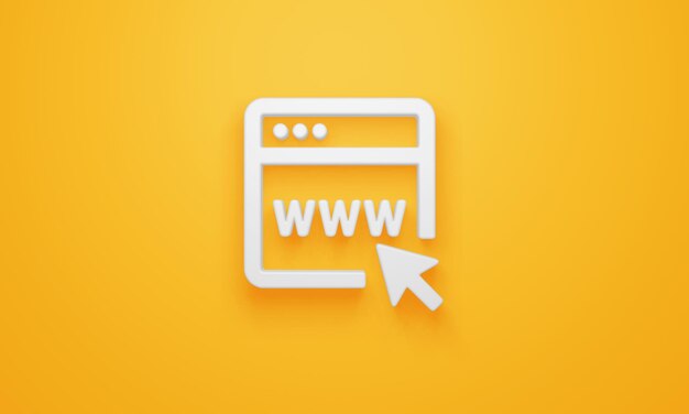 Minimal cursor browser symbol on yellow background 3d rendering