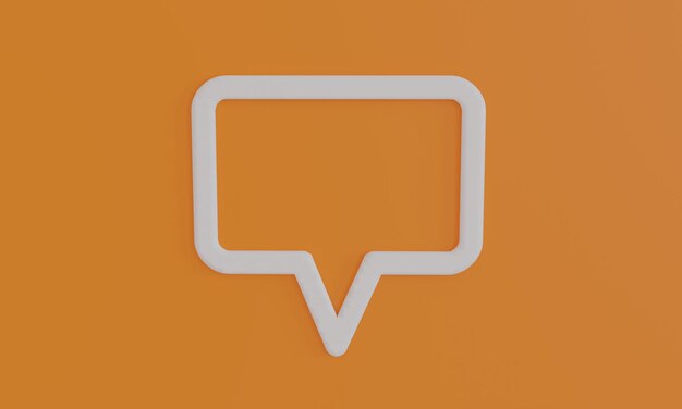 Minimal speak bubble symbol on orange background 3D illustration