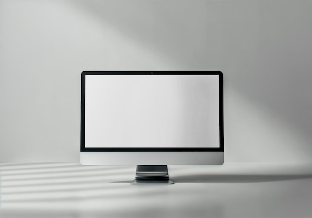 Minimalist Desktop Computer with Shadow Effects