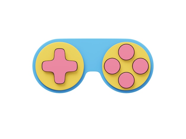 Minimalistic console game controller Multicolored isolated icon on white background 3D rendering