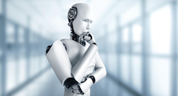 Mlb thinking ai humanoid robot analyzing information data
