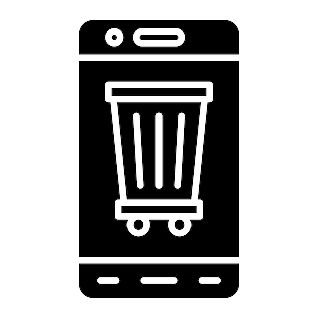 Mobile Bin Glyph Solid Black Illustration