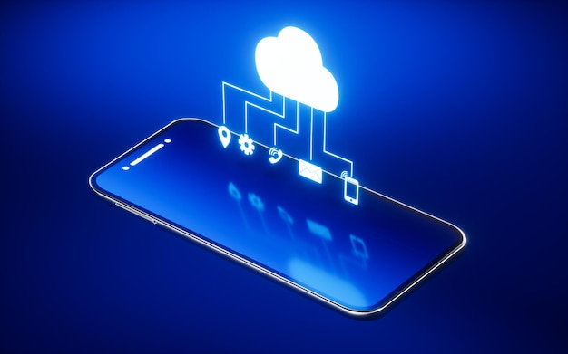 Mobile phone and cloud computing 3d rendering