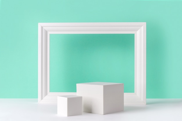 mock up background with podium for product display and frame