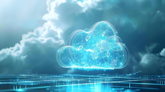 Modern cloud technologies utilize data centers for efficient computing processes Concept Cloud Computing Data Centers Modern Technology Computing Efficiency Tech Innovation