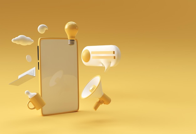 modern frameless smartphone blank screen template. abstract trendy fashionable mockup. 3d rendering of blank phone mobile app.