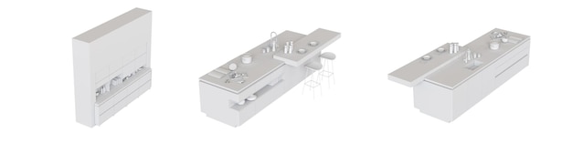 modern kitchen isolated on white background home furniture 3d illustration cg render