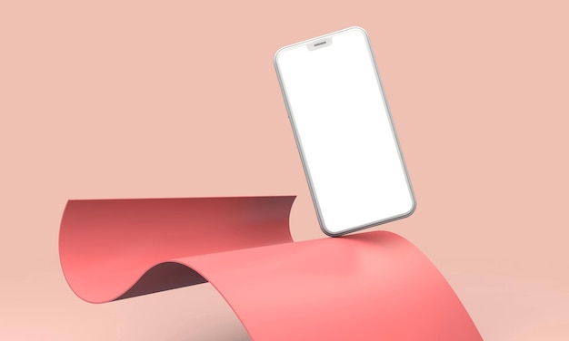 Modern smartphone blank screen template Trendy mockup scene 3D Rendering