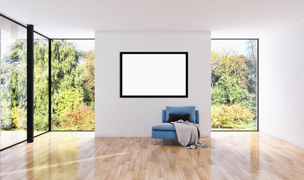 Modernin valoisa sisustus, huoneisto, 3d-renderöinti-kuvitus