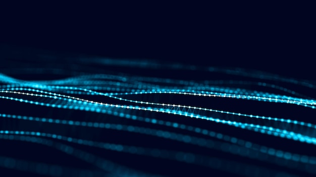 Molecular background with DNA Network concept Music sound wave Big data visualization Abstract connecting dots and lines on the backdrop