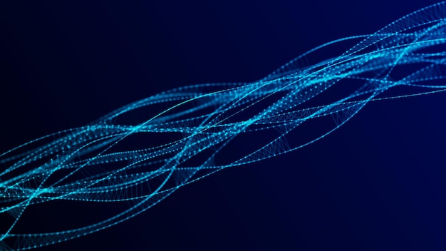Molecular DNA structure Sound wave of particles Network connections structure Big data visualization