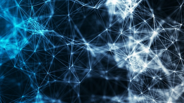 Monikulmaisten abstraktien teknologia-muotojen verkkoyhteys, big data -konsepti