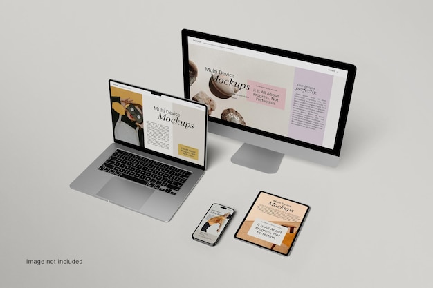 multi-device mockup showing website presentation on multiple screens