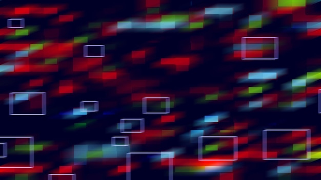 Multicolored running moving rectangles in space abstract 3d render background computer generated