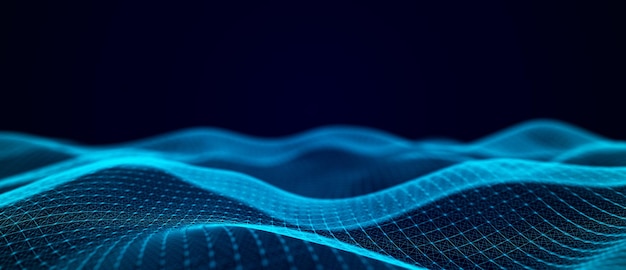 Musiikkiääniaalto. Abstrakti tausta, jossa on limittäisiä pisteitä ja viivoja 3d-renderöidä.