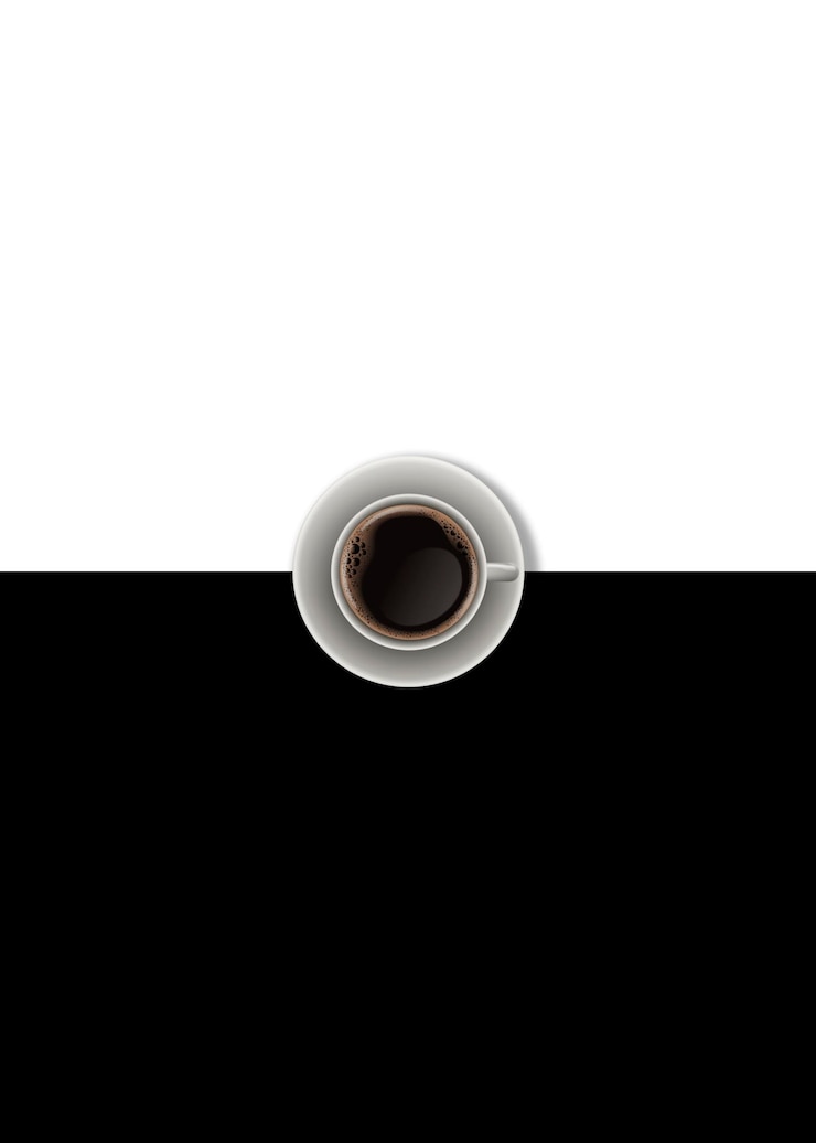 Kuva musta kahvikuppi valkoisella taustalla ja musta kahvikuppi, jossa on sana coffee.