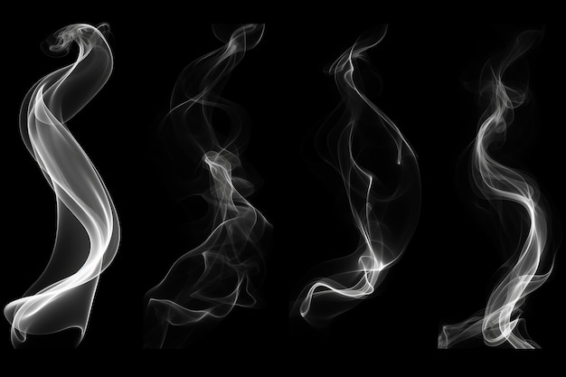 Mystical Dance of White Smoke Abstract Line Collection Embracing the Darkness