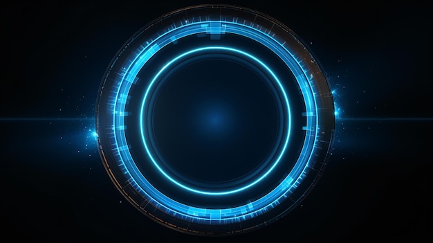 Neon blue color geometric circle
