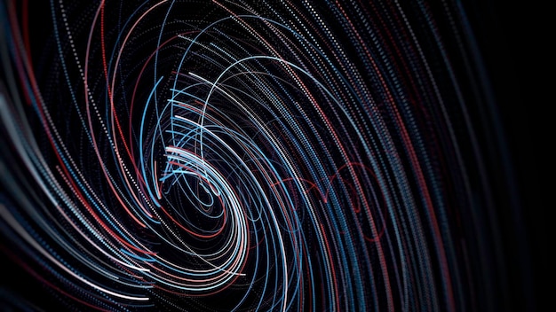 Neon lines swirling in swirl on black background animation effect of neon spiral vortex neon lines