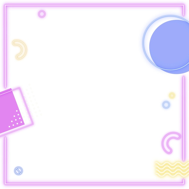 Neon memphis png frame transparent background