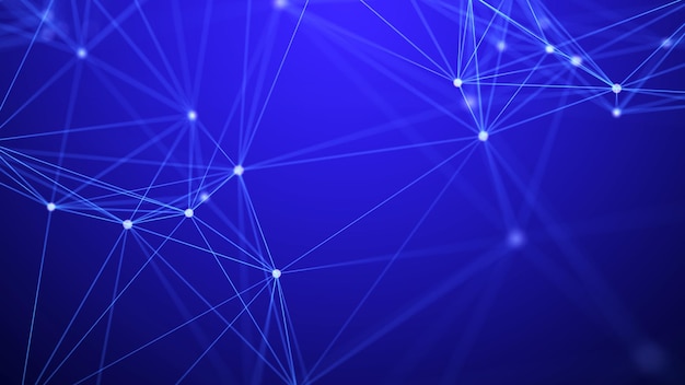 Network connection structure Data transfer Abstract background with interweaving of dots and lines 3D rendering
