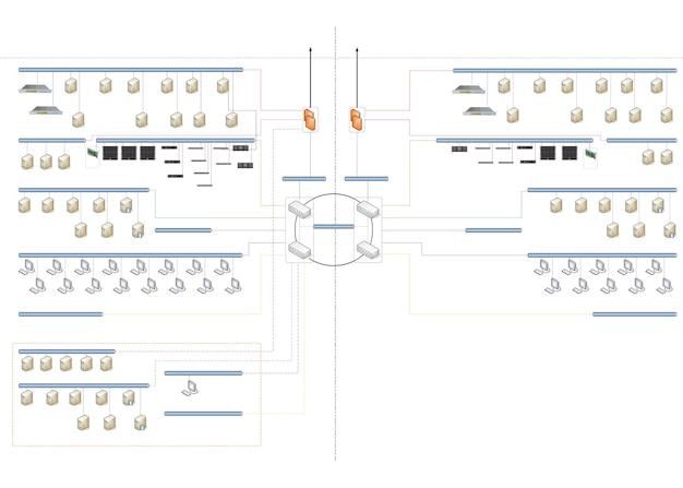 Network diagram showing a construction of a network strukture illustration
