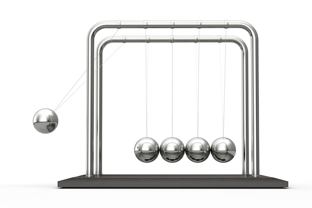 newton39s cradle in action on a white background 3d rendering