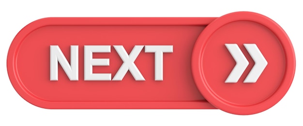next button continue button 3d illustration