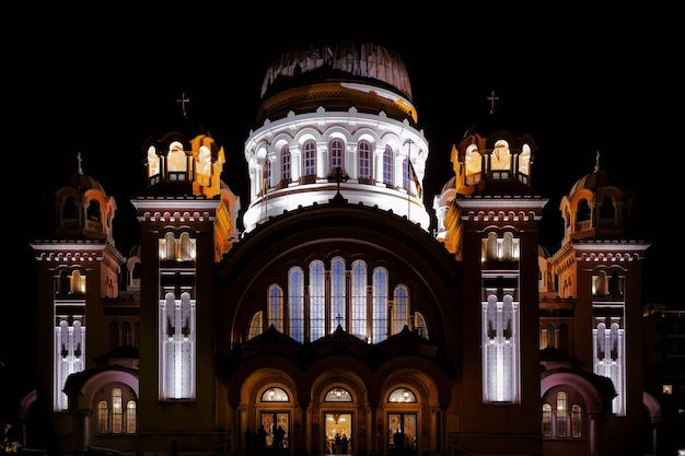 Night illumination of the church of saint andreas patras