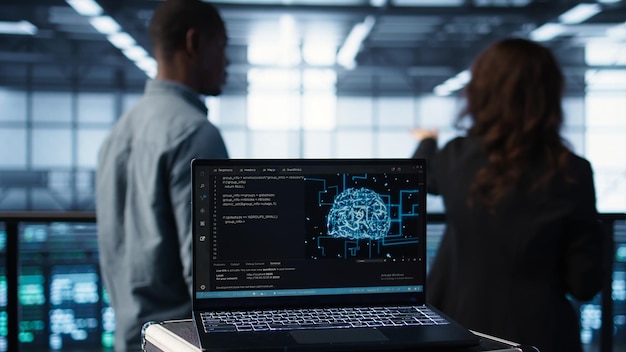 Notebook used by AI IT experts close up