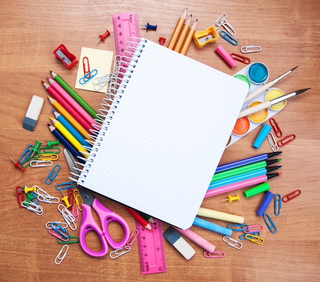 Notebook with school supplies