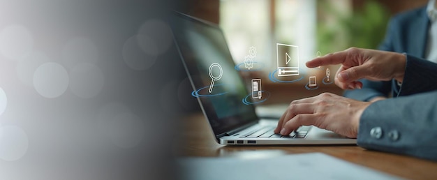 online education concept Elearning education internet lessons and online webinars