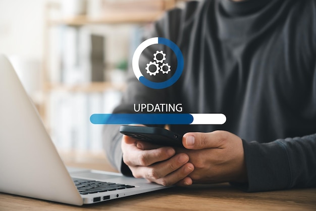 Operating system upgrade concept installation and update process modernize your equipment and update functions in the new version Improved security
