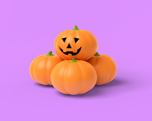 orange pumpkin on an fuchsia background 3d-rendering