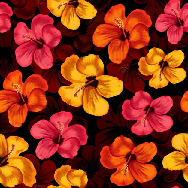 padrao sem emenda flores coloridas com fundo preto
