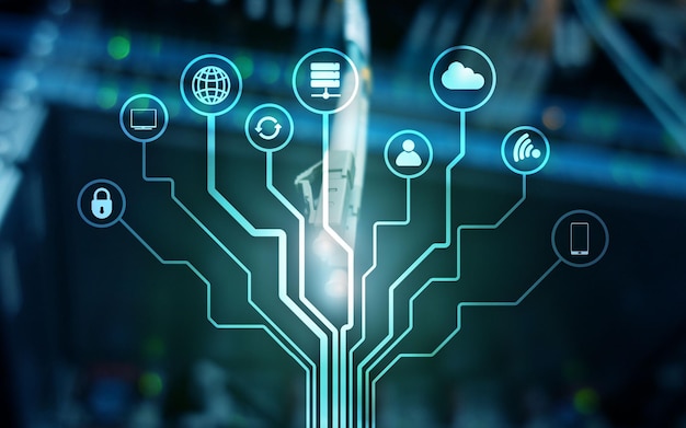 Palvelinhuoneen tieto- ja viestintätekniikka, langaton internet-yhteys, big data -käsittelykeskus, IoT (esineiden internet)