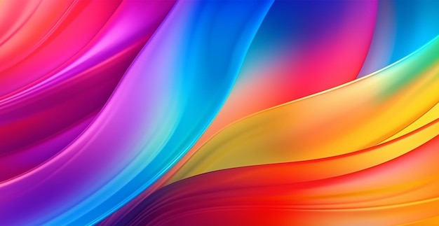 Panoramic rainbow background colorful waves curved lines AI generated image