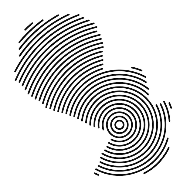 Paraguay map country from futuristic concentric black circles