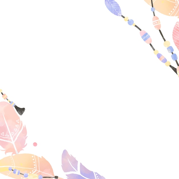 Pastel Boho feather border png