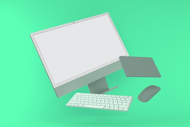 PC Left Side Isolated In Green Background