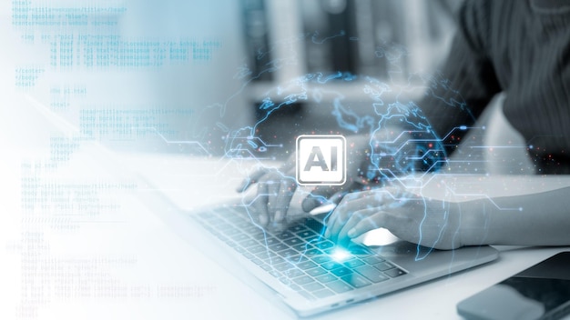 people use ai to help work ai learning and artificial intelligence concepts business modern technology internet and networking concepts ai technology in everyday life