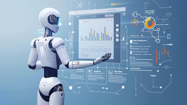 People using AI Artificial Intelligence analyzes data for content marketing and Business strategy
