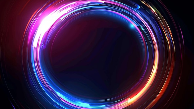 Photo of Colorful glowing electric neon rings circles isolated background