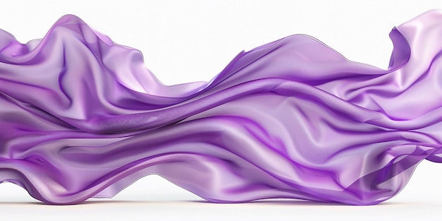 Photo of Isolated Purple Silk Curtain on White Background