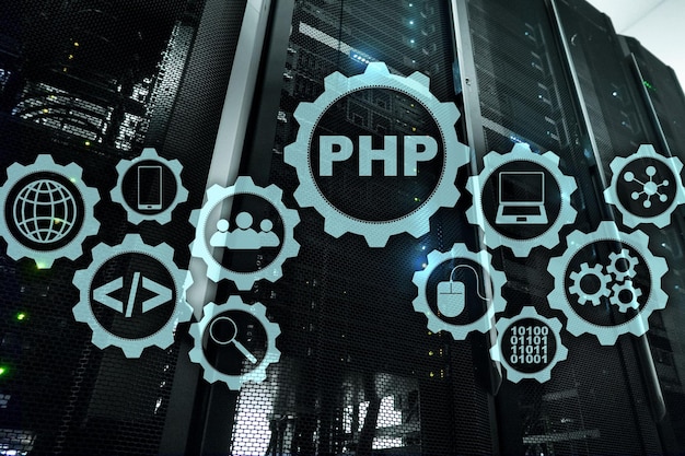 PHP programming language Developing programming and coding technologiesCyber space concept
