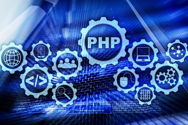 PHP programming language Developing programming and coding technologiesCyber space concept