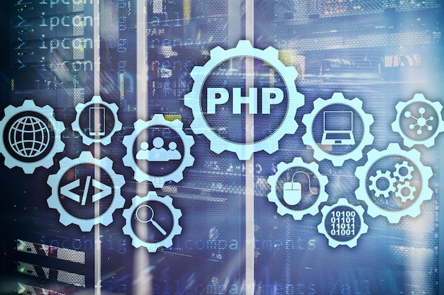 PHP programming language Developing programming and coding technologiesCyber space concept