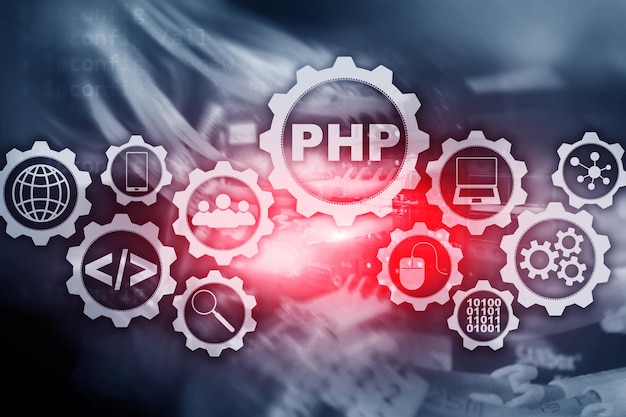 PHP programming language Developing programming and coding technologiesCyber space concept