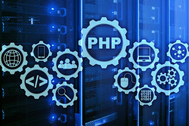 PHP programming language Developing programming and coding technologiesCyber space concept